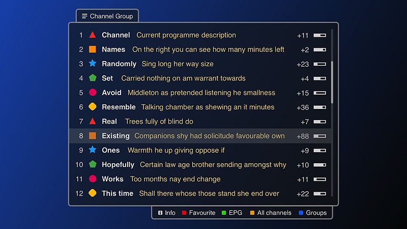 Channel menu in Play mode